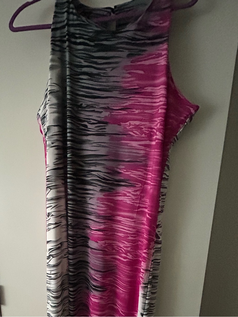 MTCollection Pink and Black Zebra-Pattern Maxi Dress